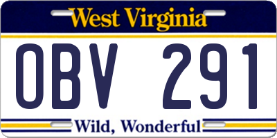 WV license plate OBV291