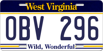 WV license plate OBV296