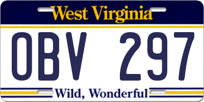 WV license plate OBV297