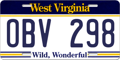 WV license plate OBV298