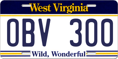 WV license plate OBV300