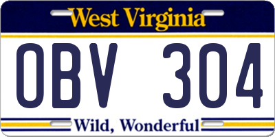 WV license plate OBV304