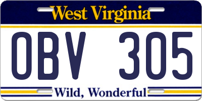 WV license plate OBV305