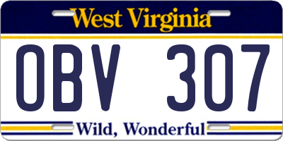 WV license plate OBV307