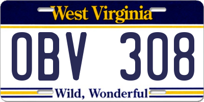 WV license plate OBV308