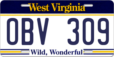 WV license plate OBV309