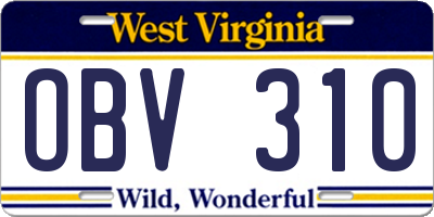 WV license plate OBV310