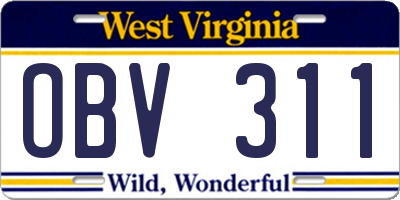 WV license plate OBV311