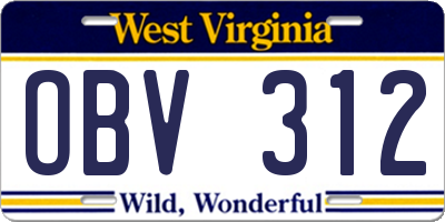 WV license plate OBV312