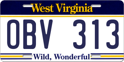 WV license plate OBV313