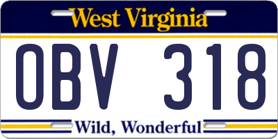 WV license plate OBV318