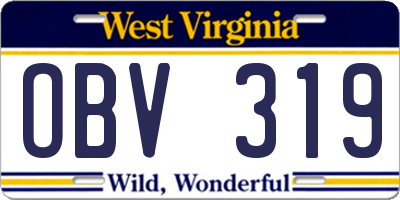 WV license plate OBV319