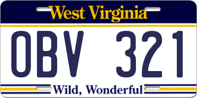 WV license plate OBV321