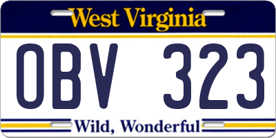 WV license plate OBV323