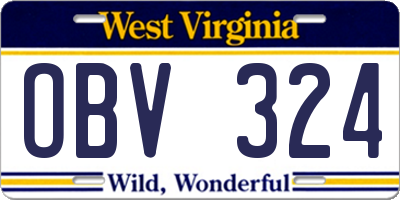 WV license plate OBV324