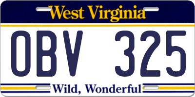 WV license plate OBV325