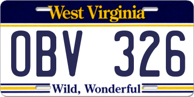 WV license plate OBV326