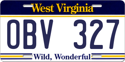 WV license plate OBV327