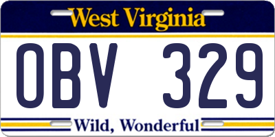 WV license plate OBV329