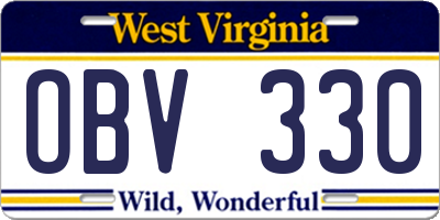 WV license plate OBV330