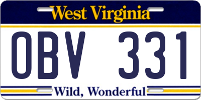 WV license plate OBV331