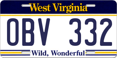 WV license plate OBV332