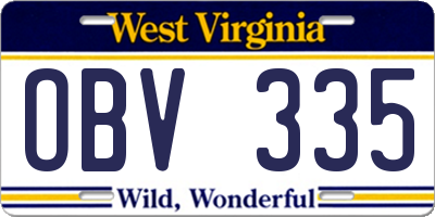 WV license plate OBV335
