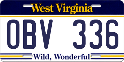 WV license plate OBV336