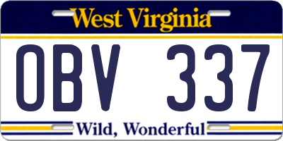 WV license plate OBV337