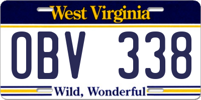 WV license plate OBV338