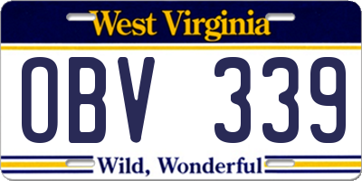 WV license plate OBV339