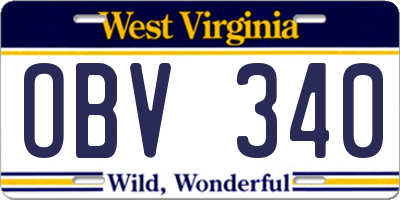 WV license plate OBV340