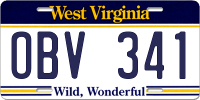 WV license plate OBV341