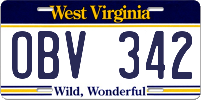 WV license plate OBV342