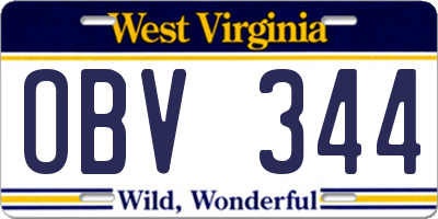 WV license plate OBV344