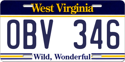 WV license plate OBV346