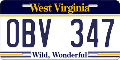 WV license plate OBV347