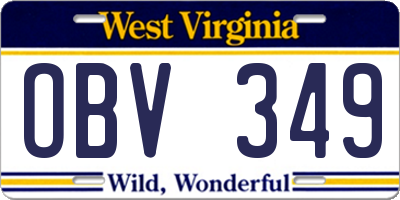 WV license plate OBV349