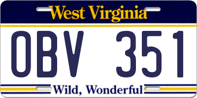 WV license plate OBV351
