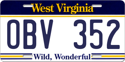 WV license plate OBV352