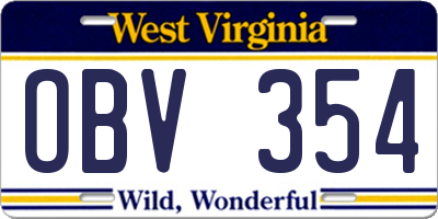WV license plate OBV354