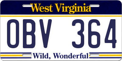 WV license plate OBV364