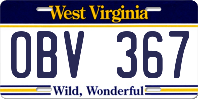 WV license plate OBV367