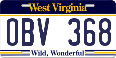 WV license plate OBV368