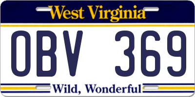 WV license plate OBV369