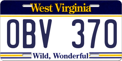WV license plate OBV370