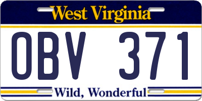 WV license plate OBV371