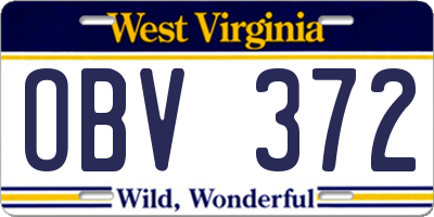 WV license plate OBV372