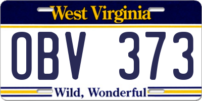 WV license plate OBV373