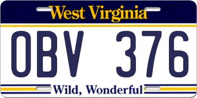WV license plate OBV376